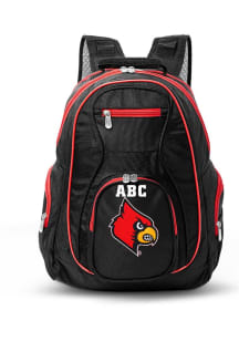 Louisville Cardinals Black Personalized Monogram Premium Backpack
