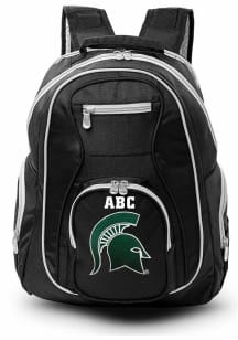 Michigan State Spartans Black Personalized Monogram Premium Color Trim Backpack