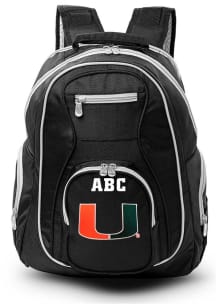 Miami Hurricanes Black Personalized Monogram Premium Backpack