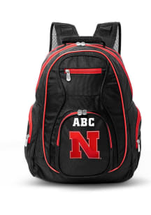 Personalized Monogram Premium Color Trim Nebraska Cornhuskers Backpack - Black