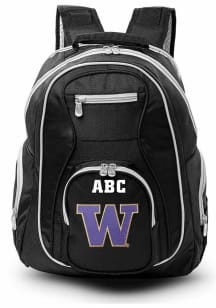 Washington Huskies Black Personalized Monogram Premium Backpack