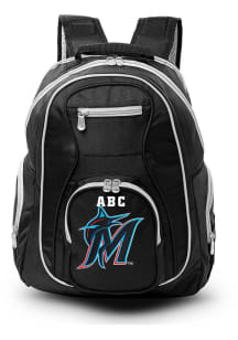 Miami Marlins Black Personalized Monogram Premium Color Trim Backpack