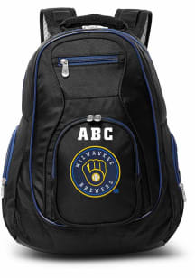 Milwaukee Brewers Black Personalized Monogram Premium Backpack
