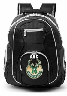 Milwaukee Bucks Black Personalized Monogram Premium Backpack