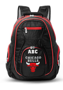 Chicago Bulls Black Personalized Monogram Premium Backpack