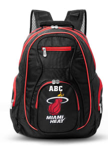 Miami Heat Black Personalized Monogram Premium Backpack