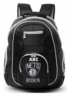 Brooklyn Nets Black Personalized Monogram Premium Backpack