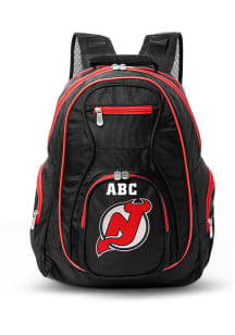 New Jersey Devils Black Personalized Monogram Premium Backpack