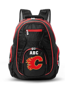 Calgary Flames Black Personalized Monogram Premium Backpack