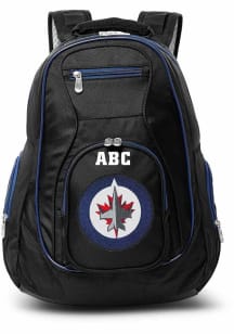 Winnipeg Jets Black Personalized Monogram Premium Backpack