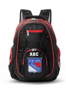 New York Rangers Black Personalized Monogram Premium Backpack