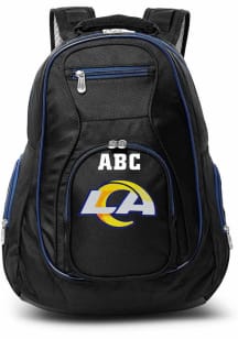 Los Angeles Rams Black Personalized Monogram Premium Backpack