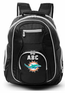 Miami Dolphins Black Personalized Monogram Premium Backpack