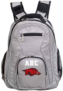 Arkansas Razorbacks Grey Personalized Monogram Premium Backpack