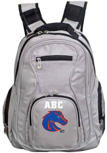 Boise State Broncos Grey Personalized Monogram Premium Backpack
