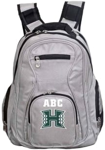 Hawaii Warriors Grey Personalized Monogram Premium Backpack