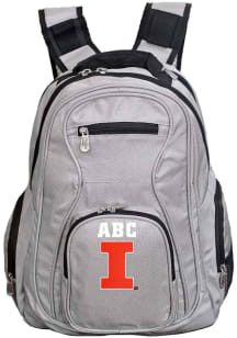Illinois Fighting Illini Grey Personalized Monogram Premium Backpack