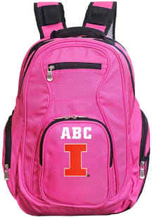 Illinois Fighting Illini Pink Personalized Monogram Premium Backpack