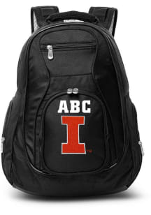 Illinois Fighting Illini Black Personalized Monogram Premium Backpack