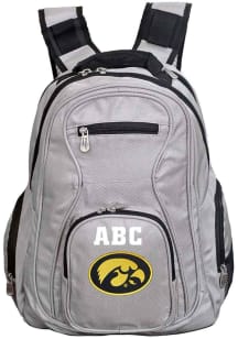 Iowa Hawkeyes Grey Personalized Monogram Premium Backpack