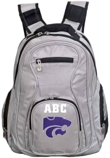 K-State Wildcats Grey Personalized Monogram Premium Backpack