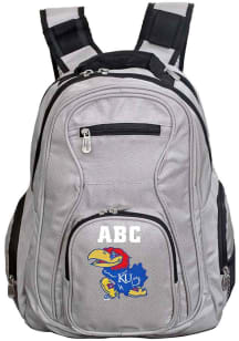 Kansas Jayhawks Grey Personalized Monogram Premium Backpack