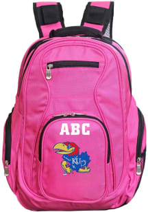 Kansas Jayhawks Pink Personalized Monogram Premium Backpack