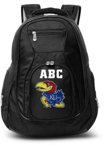 Kansas Jayhawks Black Personalized Monogram Premium Backpack