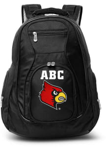 Louisville Cardinals Black Personalized Monogram Premium Backpack