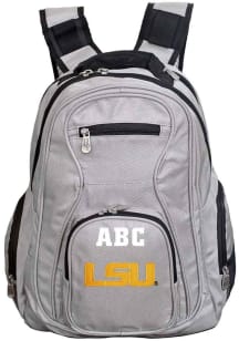 LSU Tigers Grey Personalized Monogram Premium Backpack