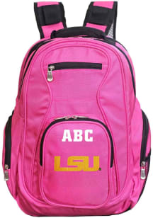 LSU Tigers Pink Personalized Monogram Premium Backpack