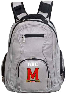 Maryland Terrapins Grey Personalized Monogram Premium Backpack