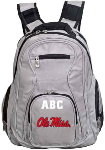 Ole Miss Rebels Grey Personalized Monogram Premium Backpack