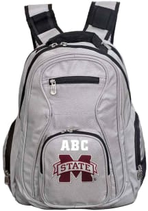 Mississippi State Bulldogs Grey Personalized Monogram Premium Backpack