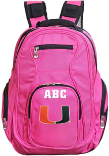 Miami Hurricanes Pink Personalized Monogram Premium Backpack
