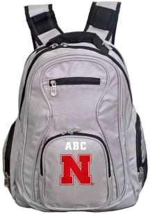 Nebraska Cornhuskers Grey Personalized Monogram Premium Backpack