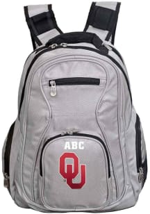 Oklahoma Sooners Grey Personalized Monogram Premium Backpack