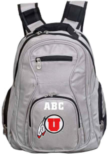 Utah Utes Grey Personalized Monogram Premium Backpack
