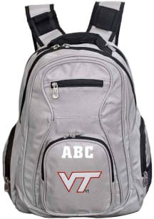 Virginia Tech Hokies Grey Personalized Monogram Premium Backpack