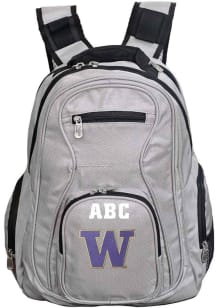 Washington Huskies Grey Personalized Monogram Premium Backpack