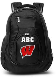 Wisconsin Badgers Black Personalized Monogram Premium Backpack