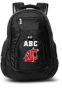 Washington State Cougars Black Personalized Monogram Premium Backpack