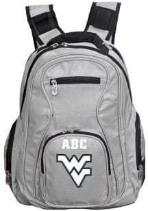 West Virginia Mountaineers Grey Personalized Monogram Premium Backpack