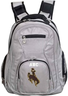 Wyoming Cowboys Grey Personalized Monogram Premium Backpack