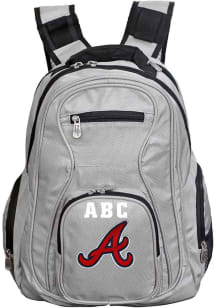 Atlanta Braves Grey Personalized Monogram Premium Backpack