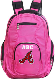 Atlanta Braves Pink Personalized Monogram Premium Backpack