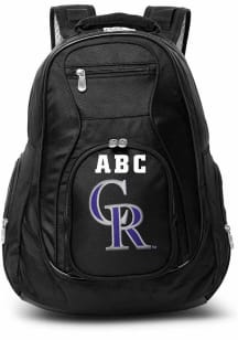 Colorado Rockies Black Personalized Monogram Premium Backpack