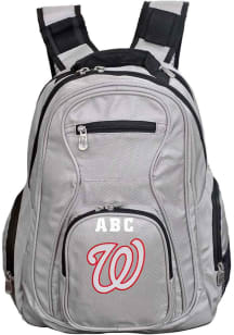 Washington Nationals Grey Personalized Monogram Premium Backpack