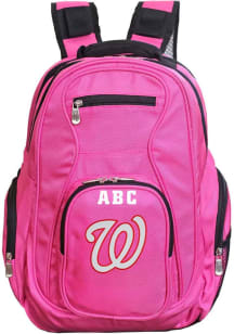 Washington Nationals Pink Personalized Monogram Premium Backpack