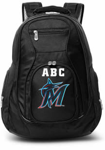 Miami Marlins Black Personalized Monogram Premium Backpack